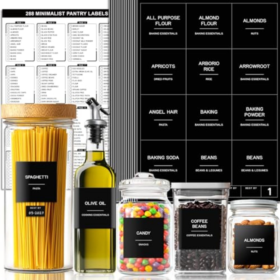 Food Storage Jar Labels - 288 Pantry Labels for Food Containers,