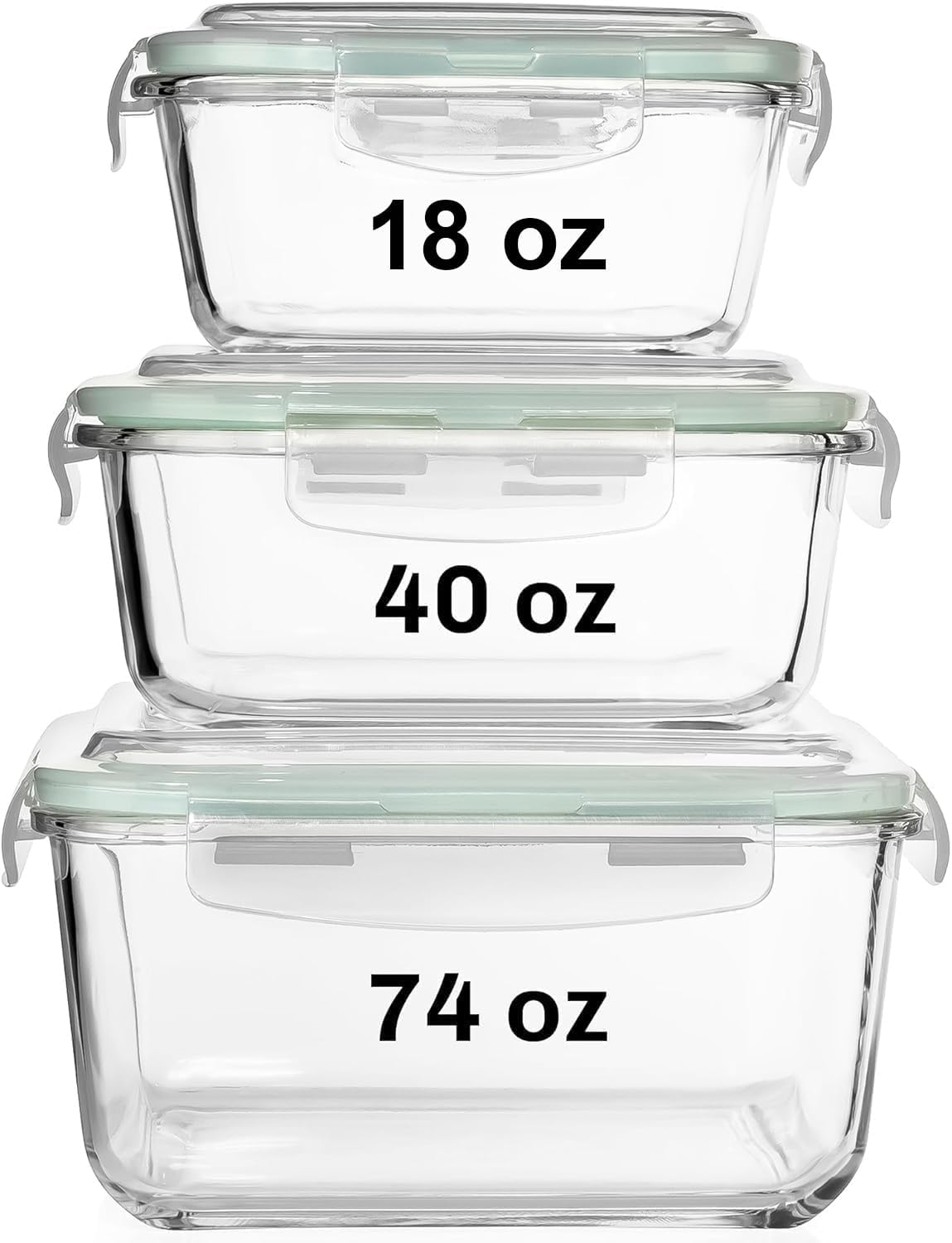 Set Food Storage - 6 PC Square Glass Food Storage