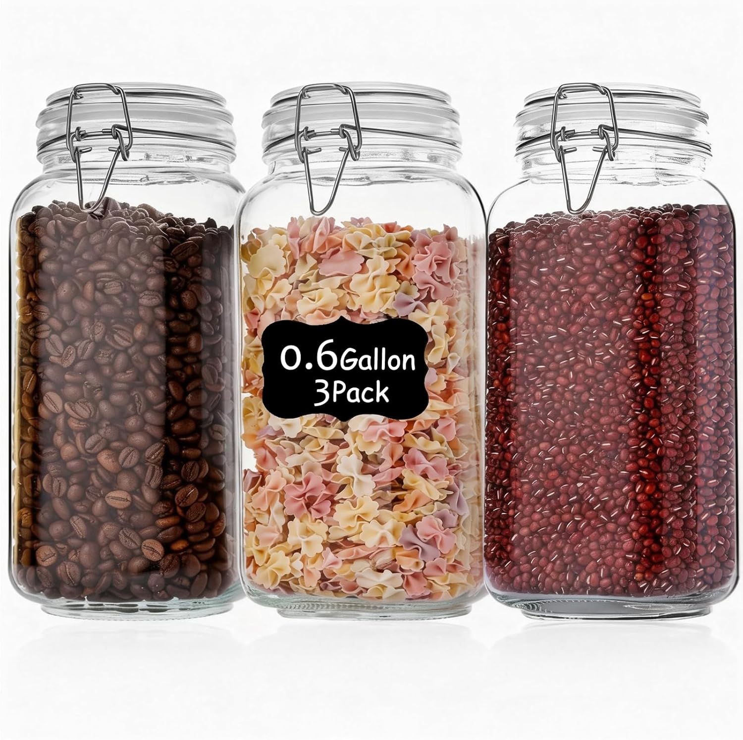 Food Storage With Glass Lids - 3 Pack 78oz Glass Jars with