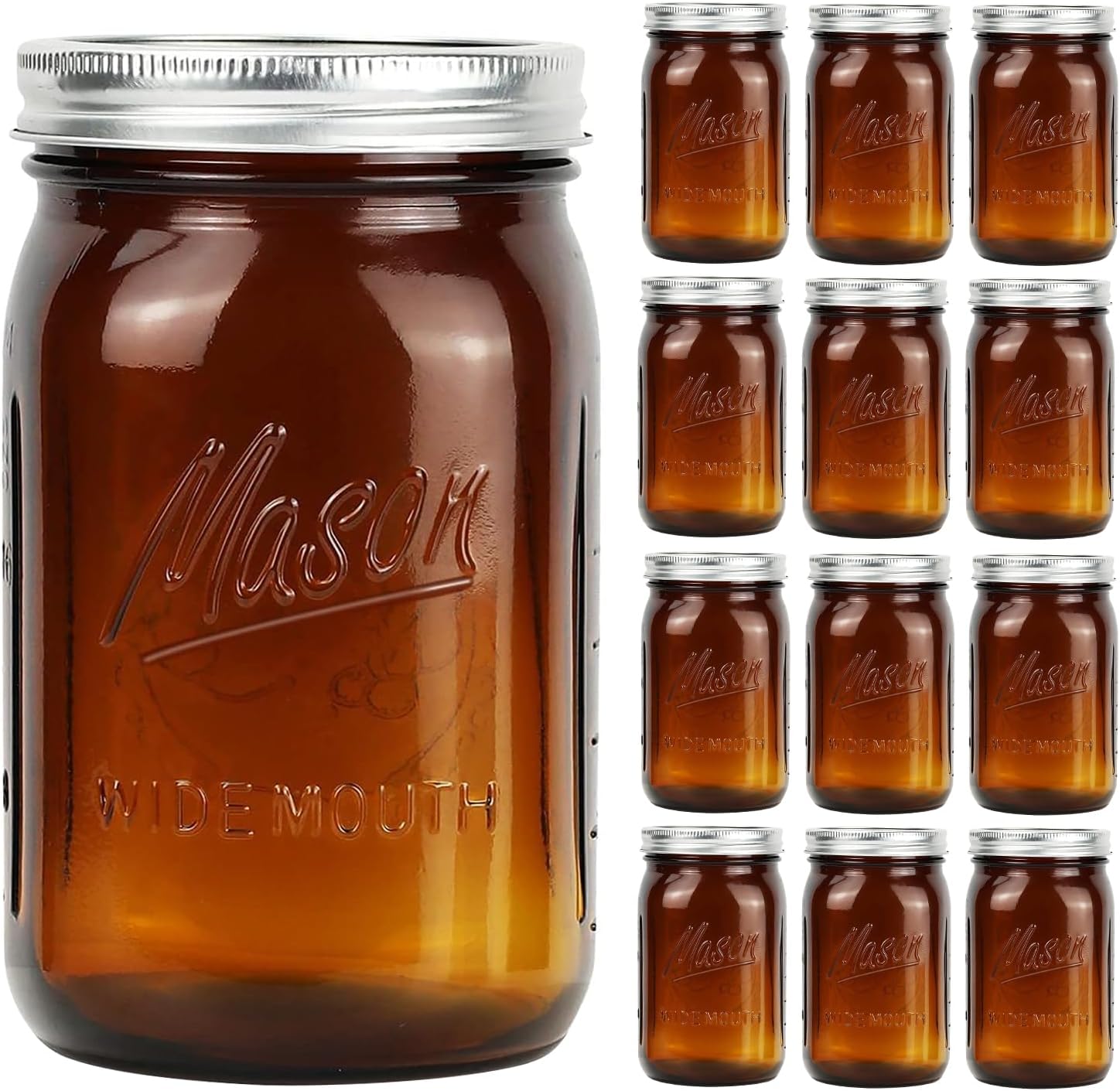 Food Storage With Glass Lids - Amber Wide Mouth Jars 32 oz