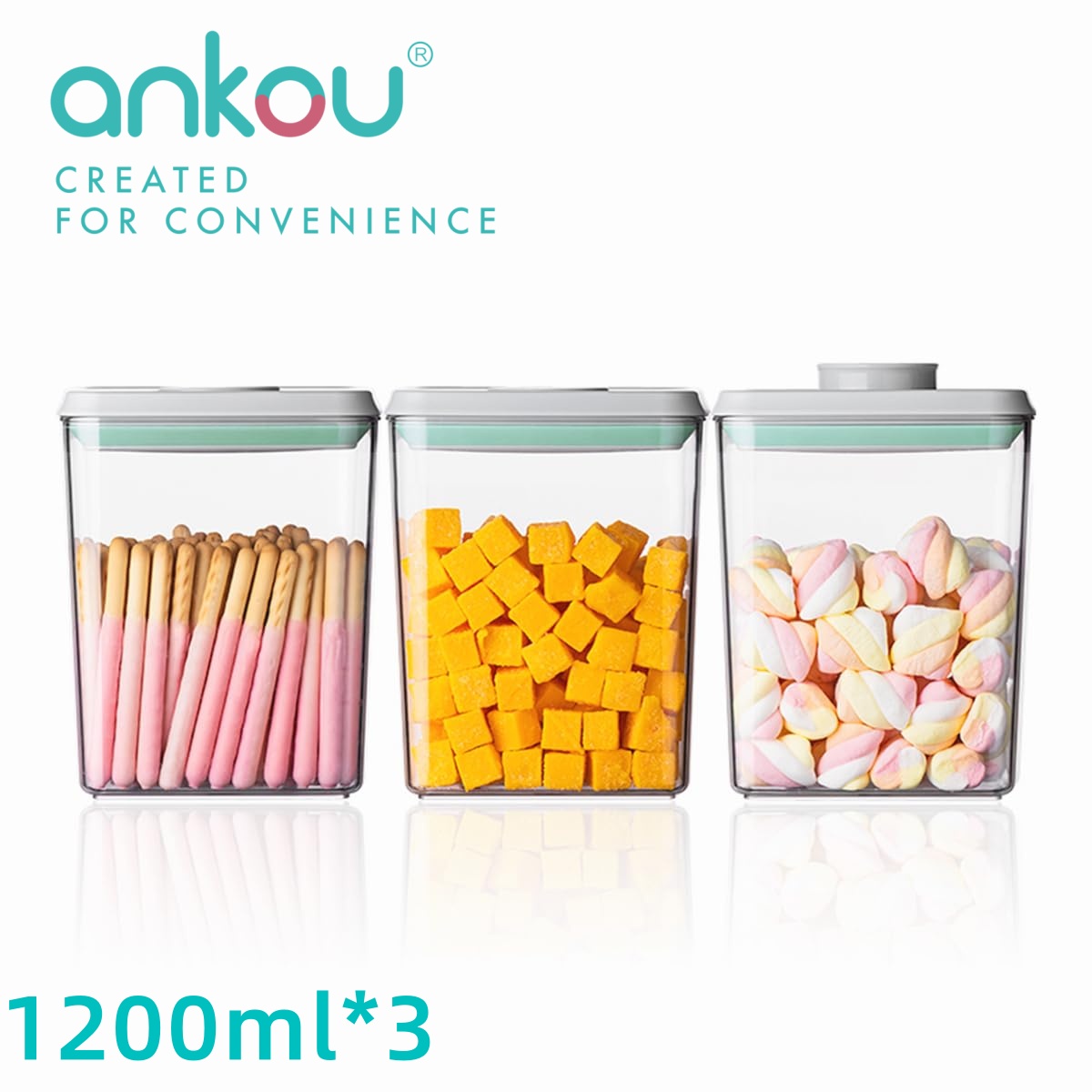 Food Storage Airtight - Ankou 3Pcs 1.2L Pop Airtight Food