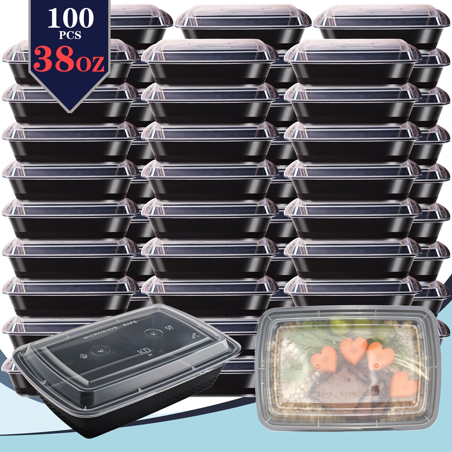 Food Storage Is - usBlack 100pcs (50 Containers & 50