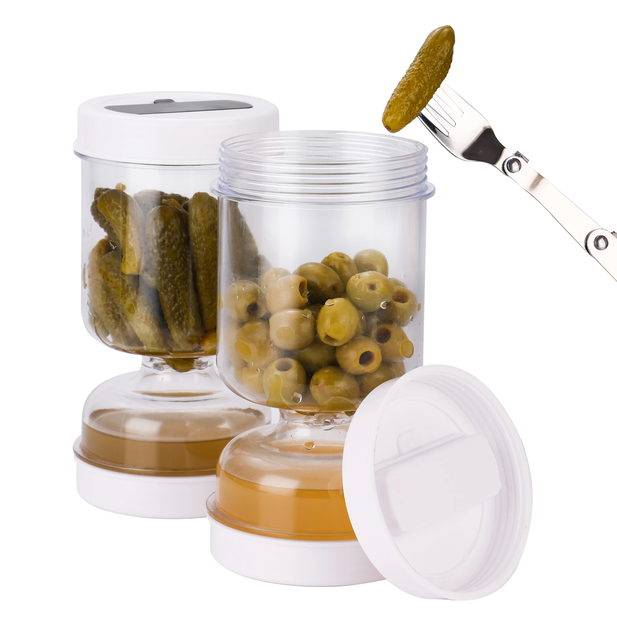 Food Storage Dispenser - Pickle Olive Hourglass Jar Dry and