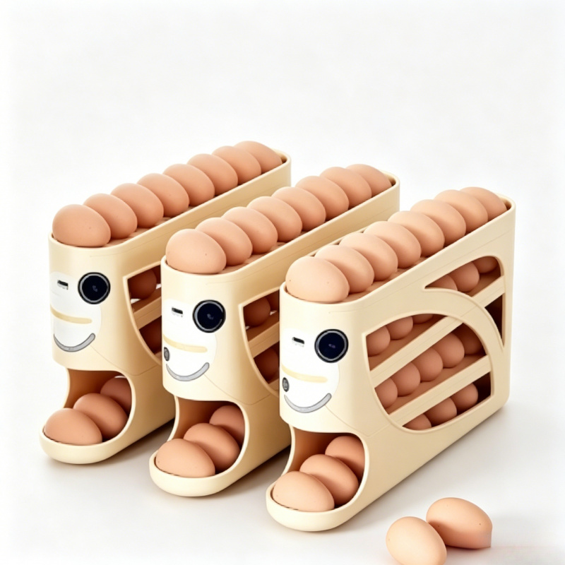 Food Storage With Dividers - 3-Tier Auto Rolling Egg Storage Rack,