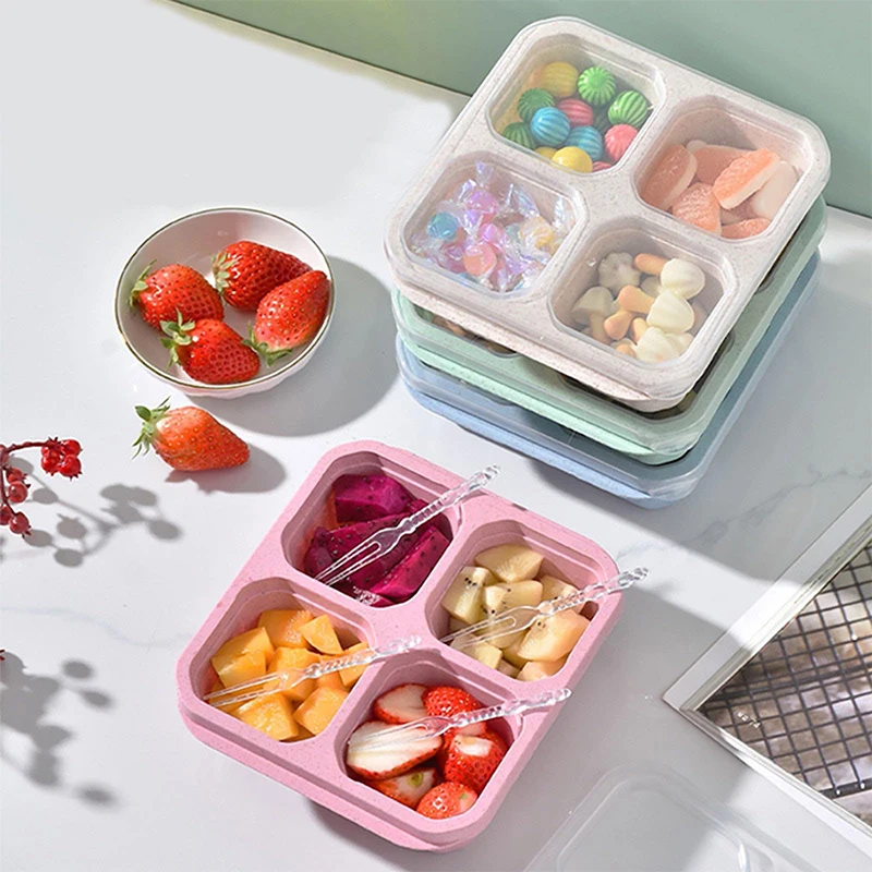 Food Storage Freezer Containers - 4 Grids Food Storage Box Portable