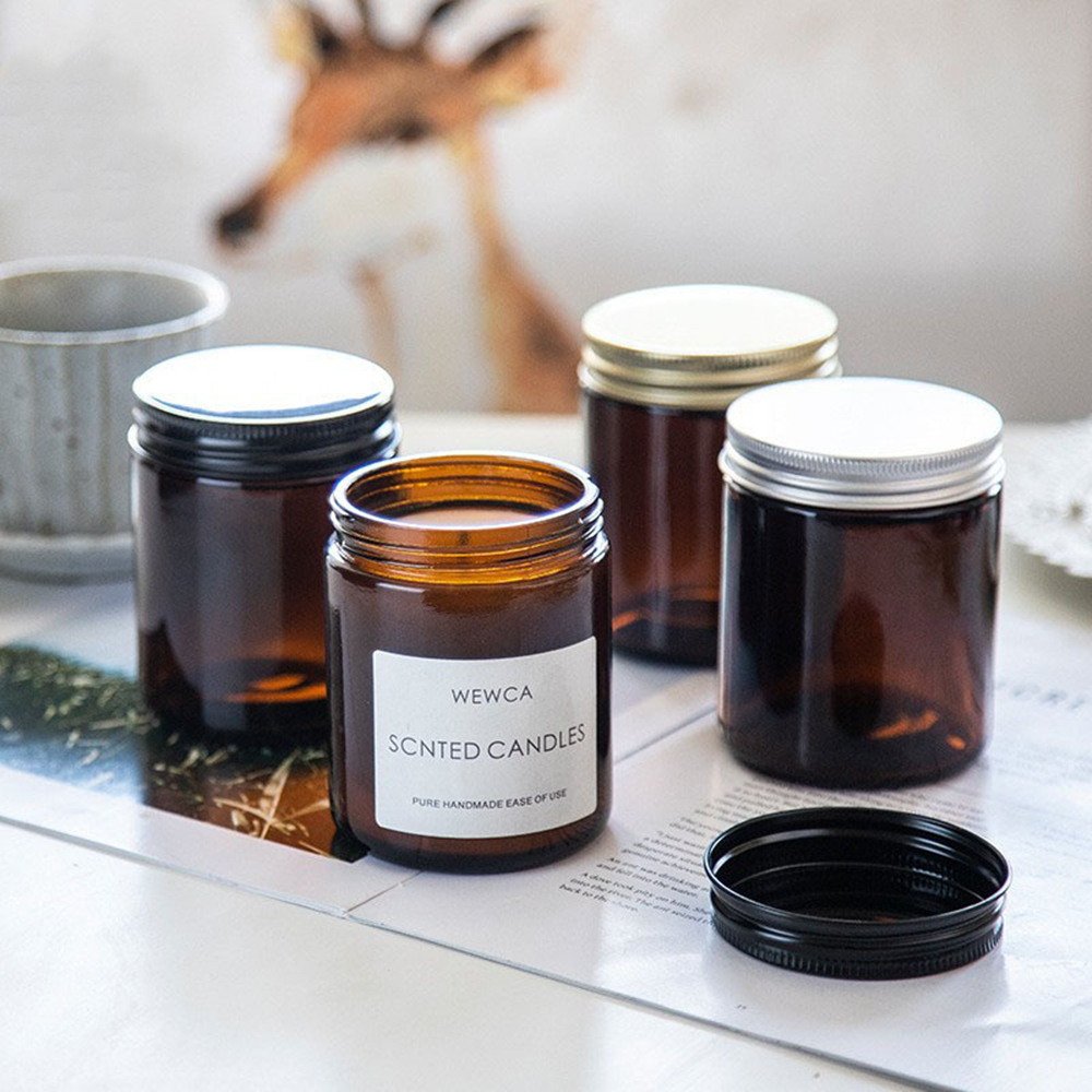 Food Storage Jar Labels - Empty Candle Jars, 8oz Amber Glass