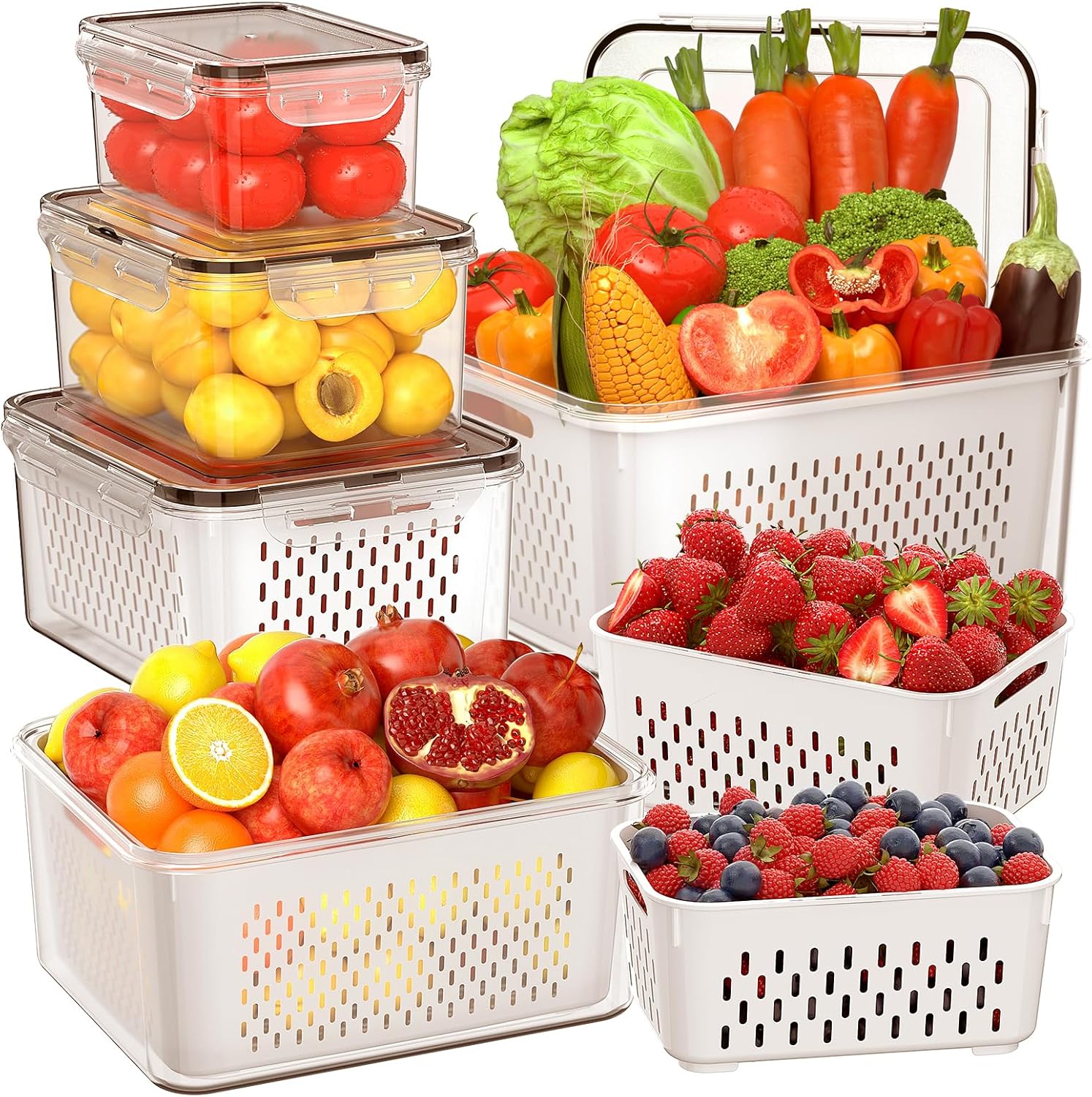 Food Storage Airtight - 5 PCS Large Fruit Storage Containers