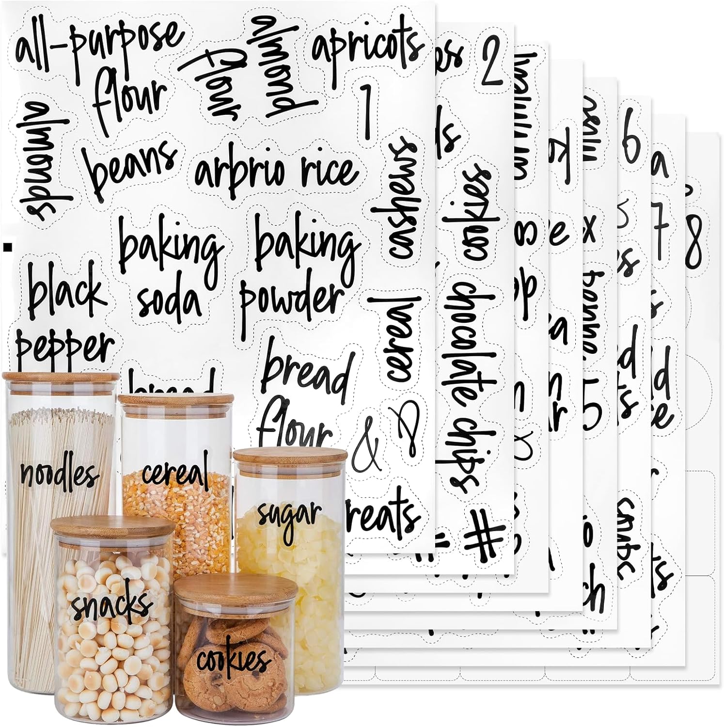 Food Storage Jar Labels - 170 Food Pantry Labels for Kitchen
