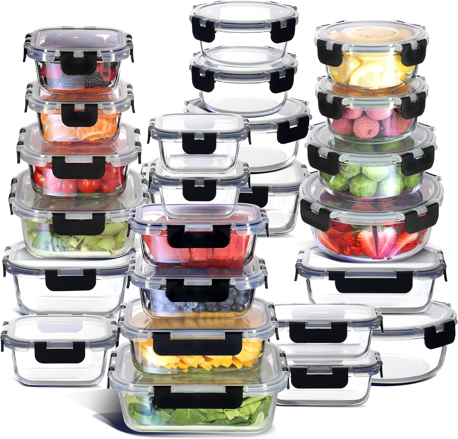 Food Storage Oven Safe - 48-Piece Glass Food Storage Containers with