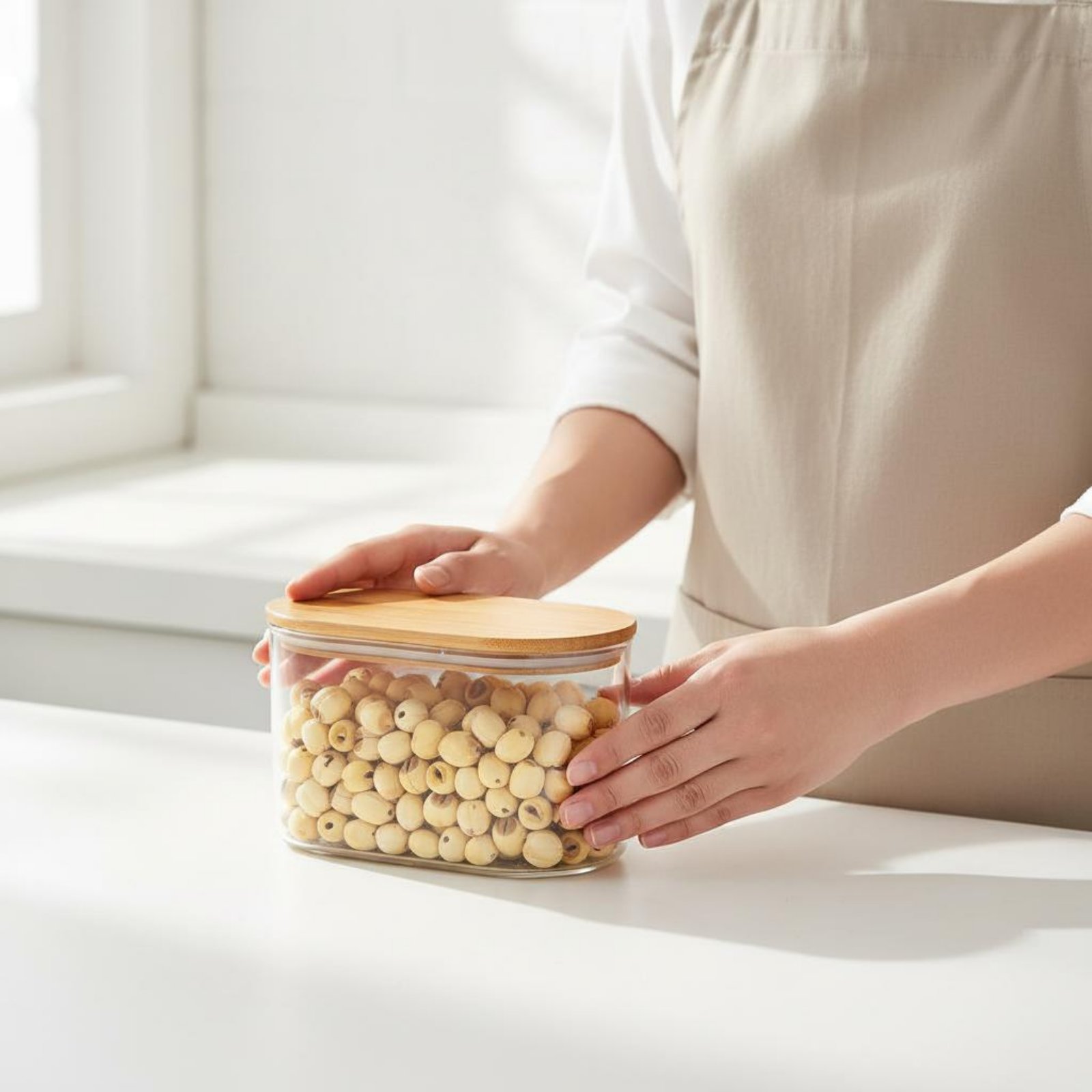 Food Storage Pantry - Bamboo Lid Storage Jar Included Stackable