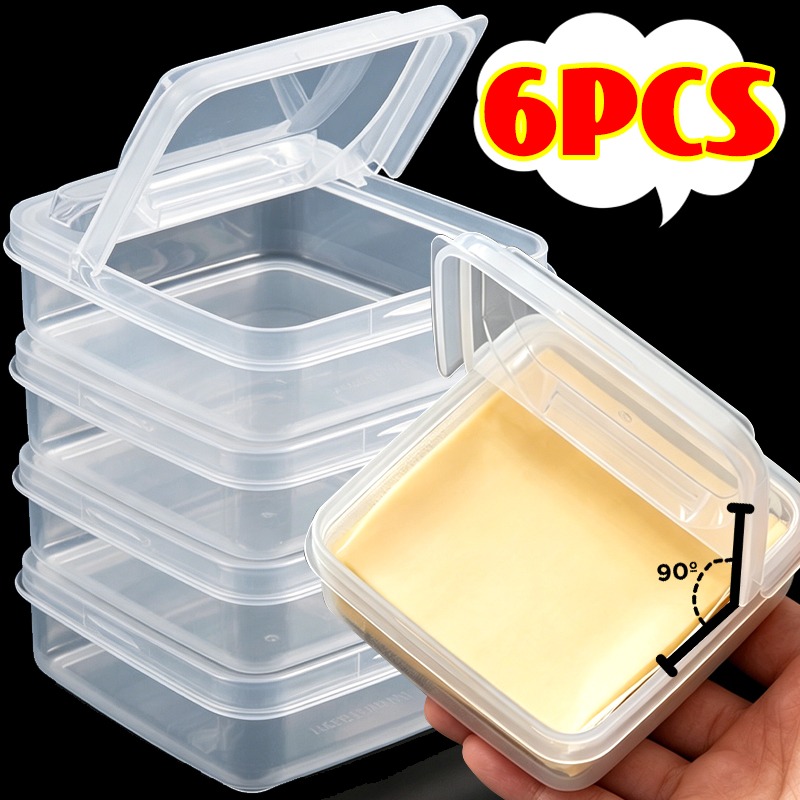 Food Storage Freezer Containers - Transparent Sliced Cheese Container with Flip