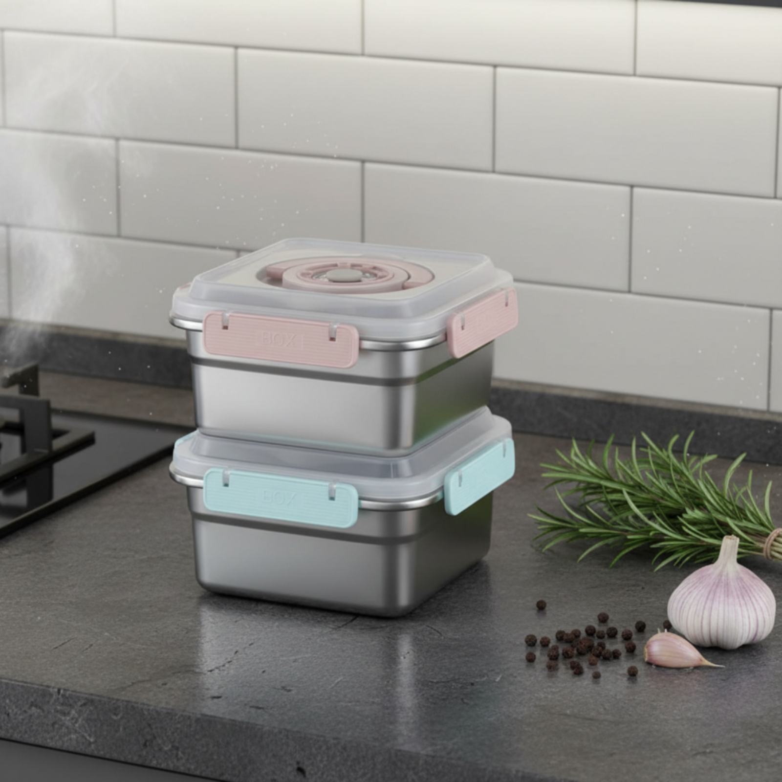 Food Storage Freezer Containers - 3 Pieces Stainless Steel Food Container