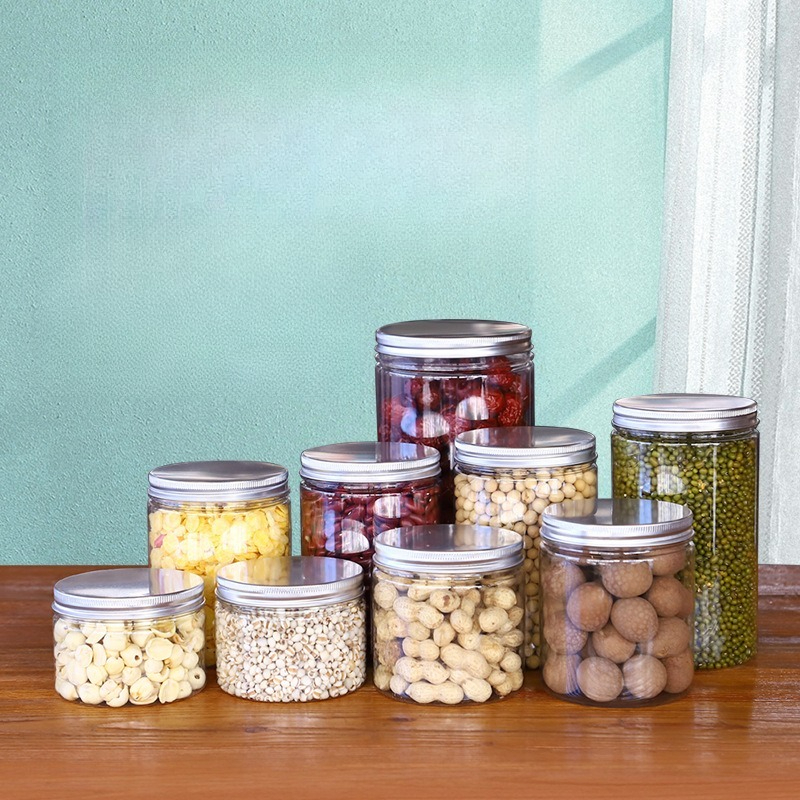 Food Storage Aluminum Containers - Clear Plastic Storage Jars with Aluminum