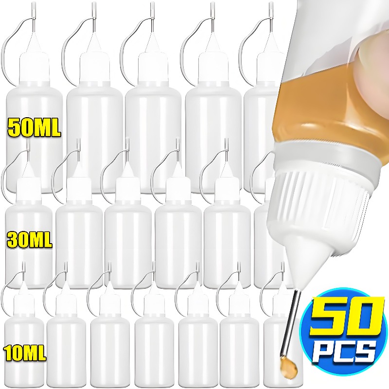 Food Storage Dispenser - 50/5x Plastic Tip Applicator Bottles Refillable