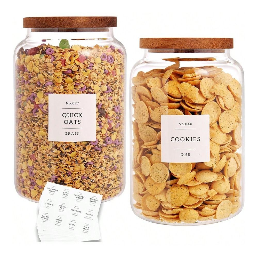 Food Storage Jar Labels - Of 2 Large Glass Flour And