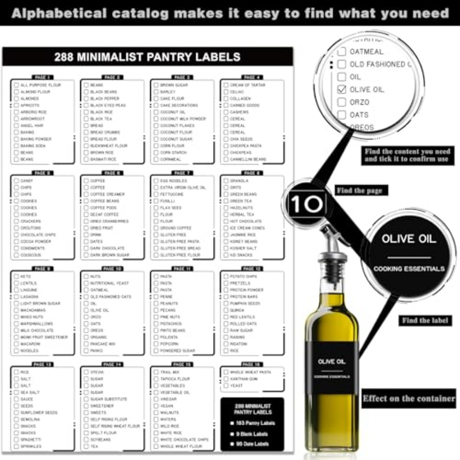 288 Pantry Labels for Food Con - огляд і ціна Food Storage Jar Labels