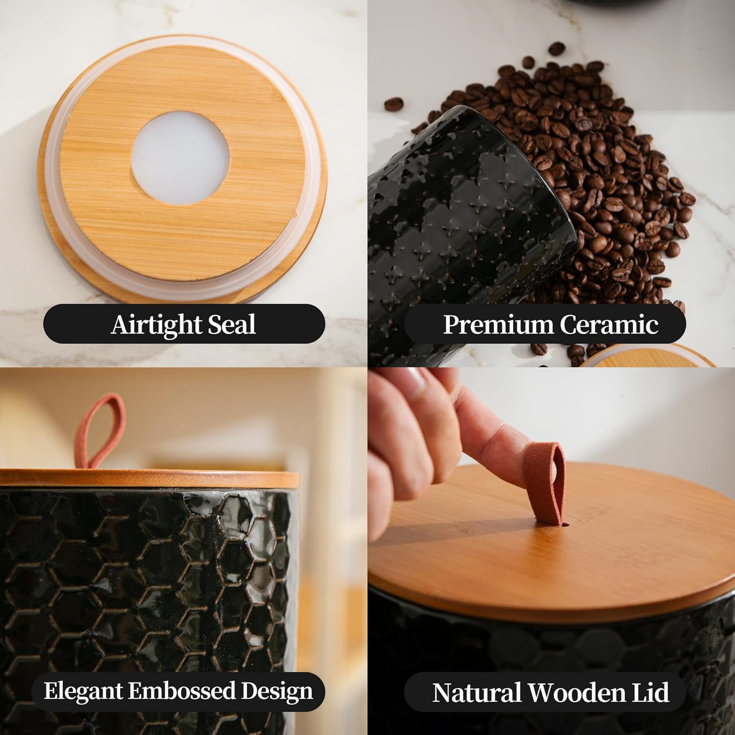 Black Ceramic Canister Set wit - огляд і ціна Set Food Storage