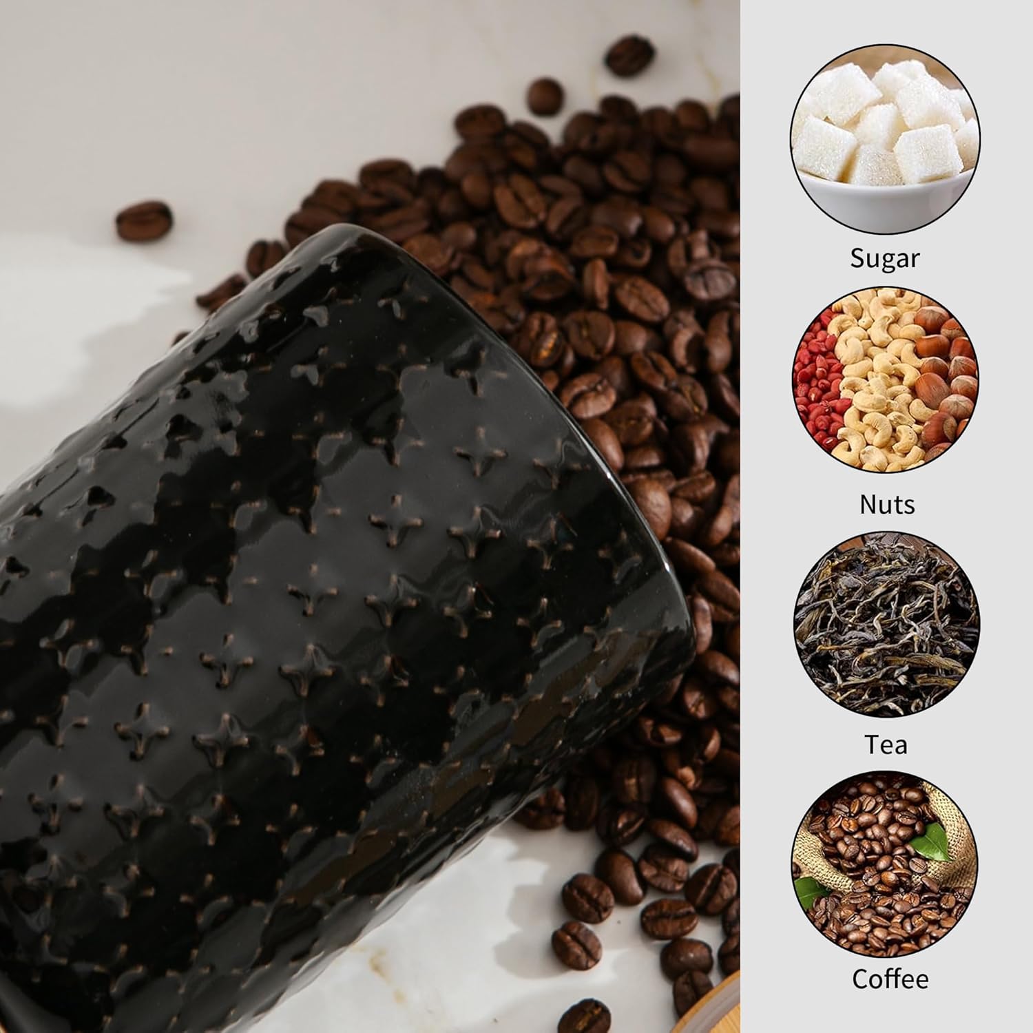 Black Ceramic Canister Set wit - огляд і ціна Set Food Storage