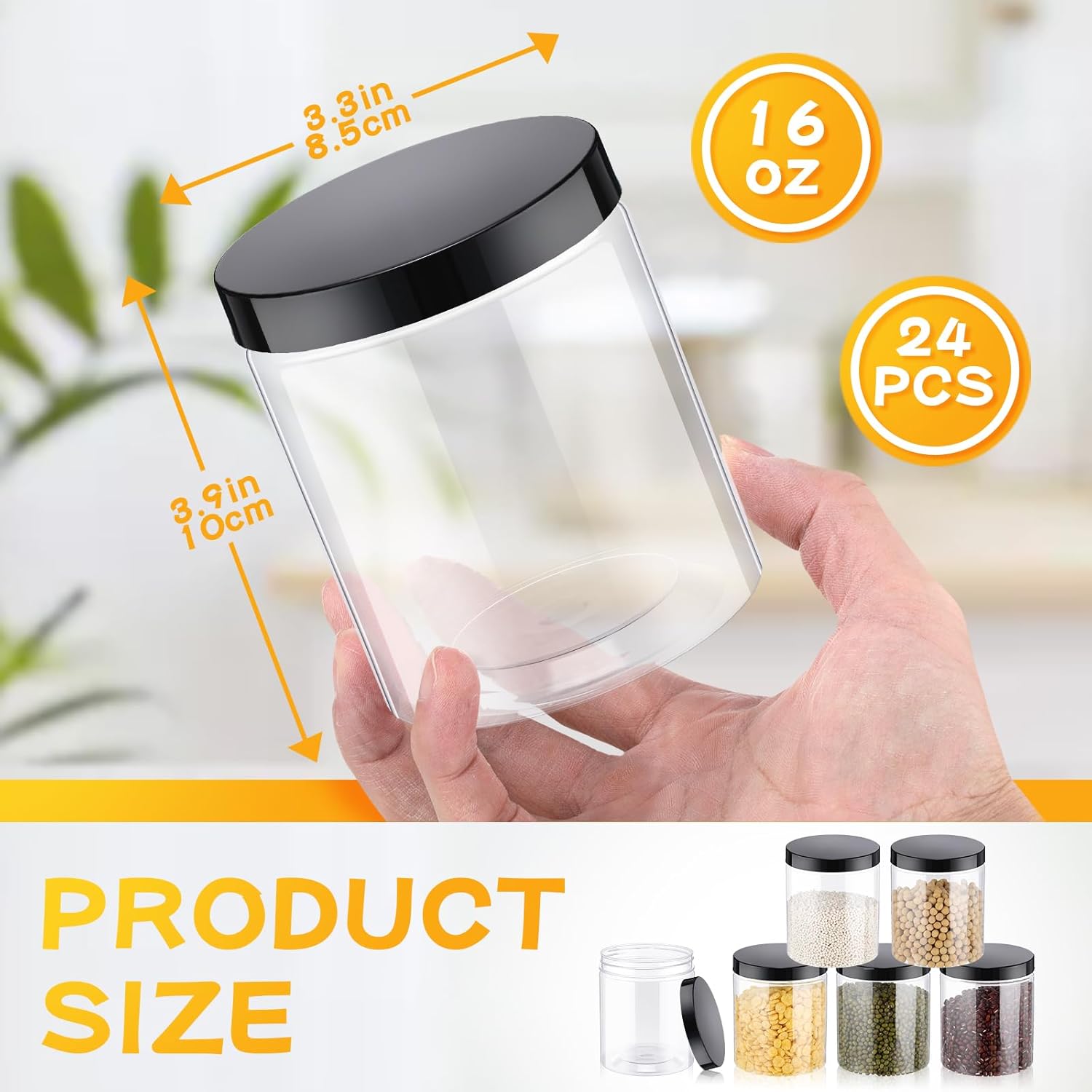 24 Pcs 16oz Plastic Jars with  - огляд і ціна Food Storage With Glass Lids