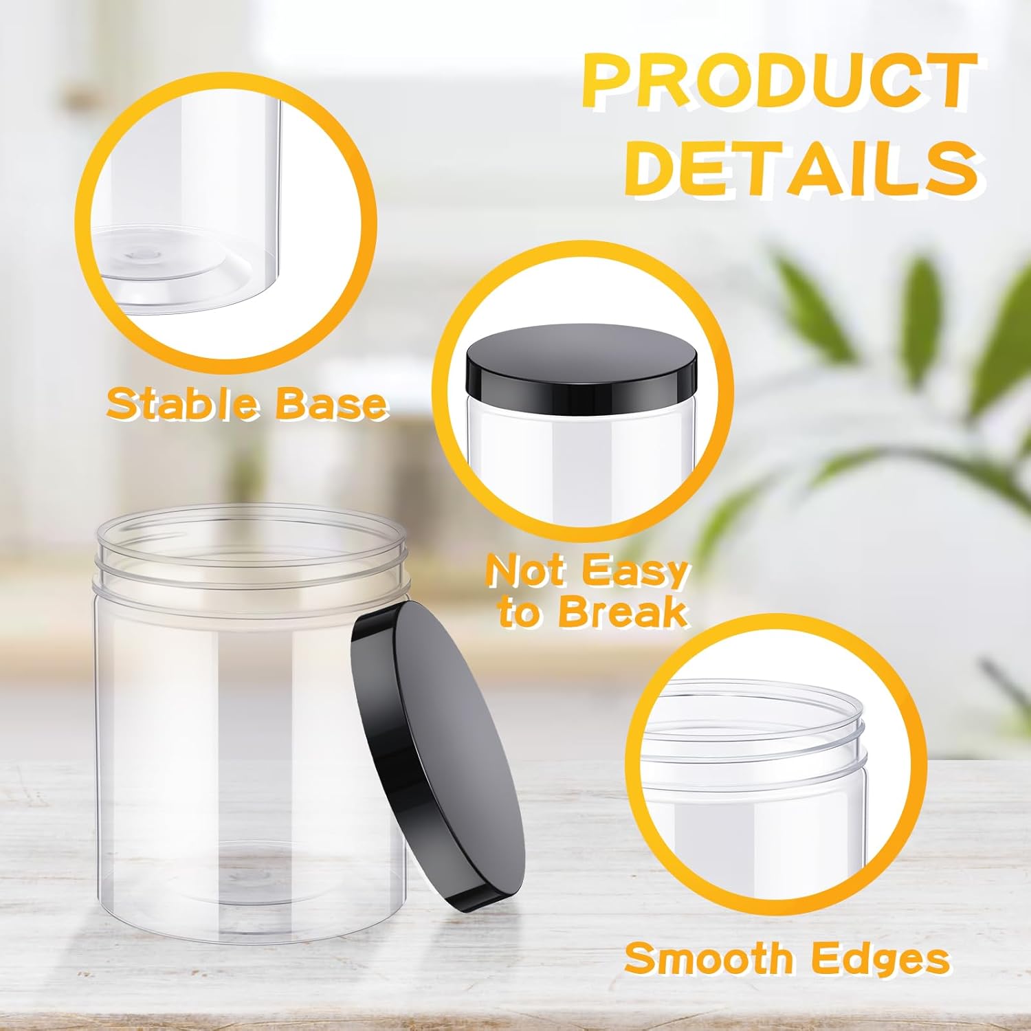 24 Pcs 16oz Plastic Jars with  - огляд і ціна Food Storage With Glass Lids