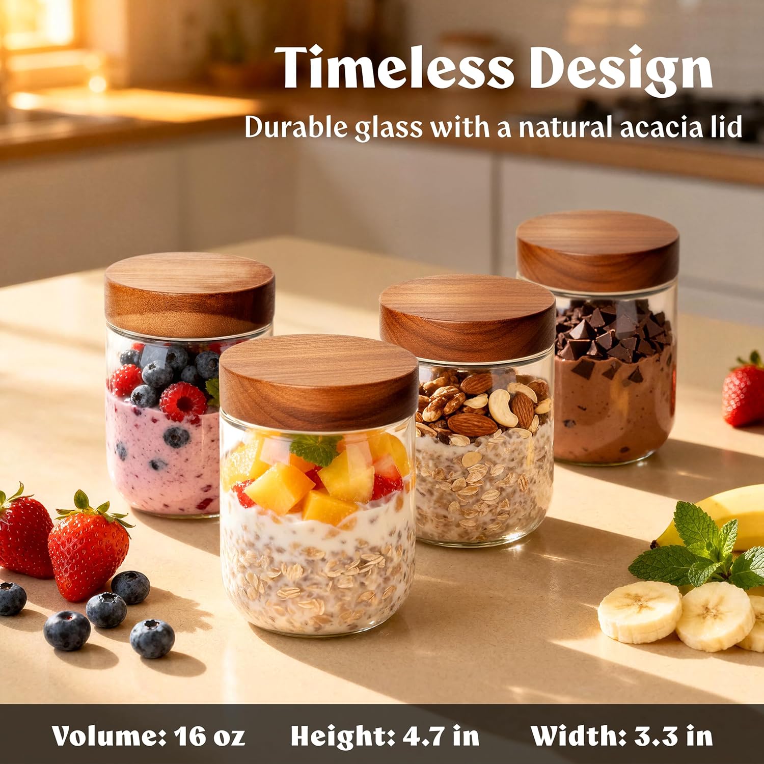 Overnight Oats Containers with - огляд і ціна Food Storage With Glass Lids