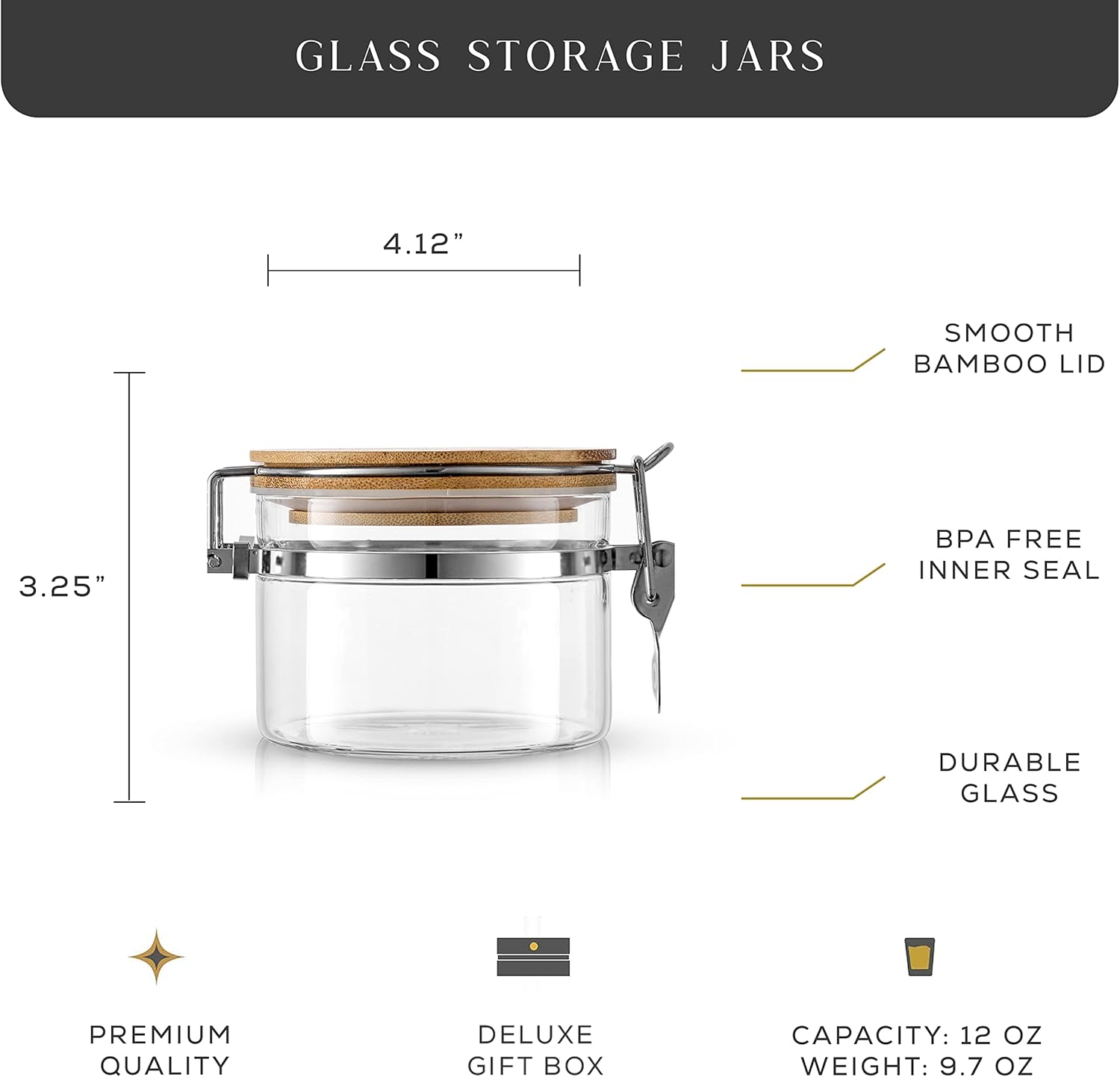 Glass Jars With Bamboo Lids (1 - огляд і ціна Set Food Storage
