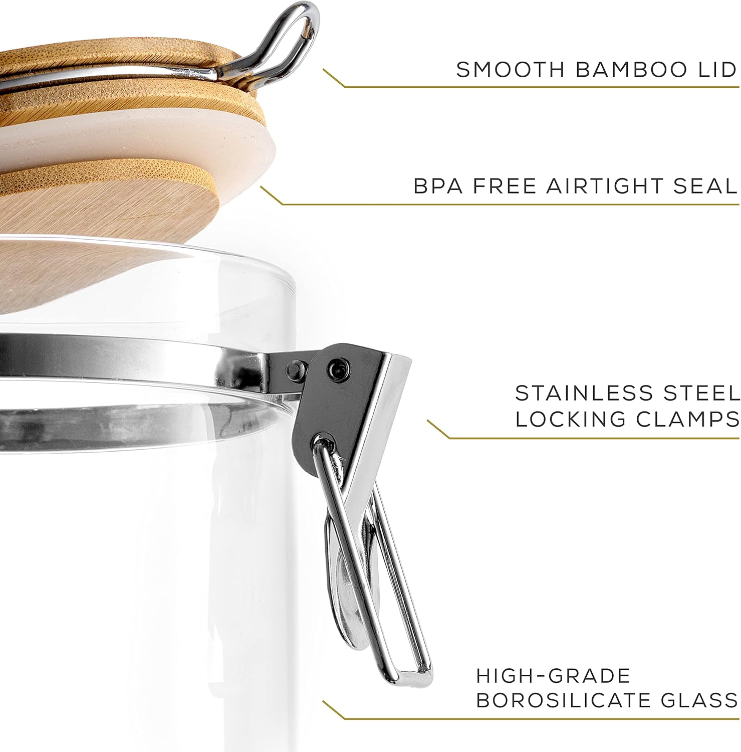 Glass Jars With Bamboo Lids (1 - огляд і ціна Set Food Storage