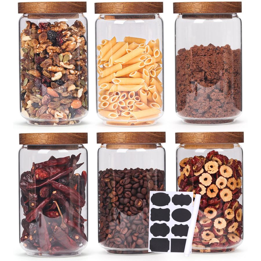 of 6 Glass Pantry Storage Jars - огляд і ціна Food Storage Pantry