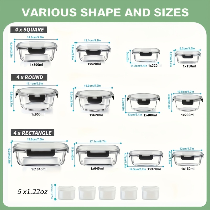 17pcs Glass Food Storage Conta - огляд і ціна Food Storage Oven Safe