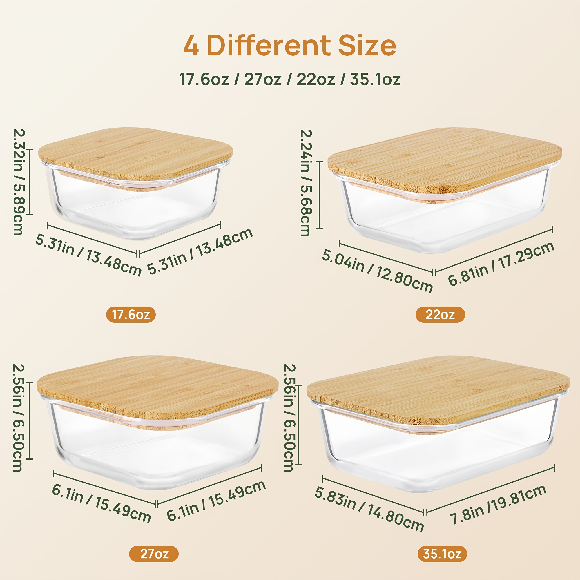 8pcs(4pcs Containers And 4pcs  - огляд і ціна Food Storage Oven Safe