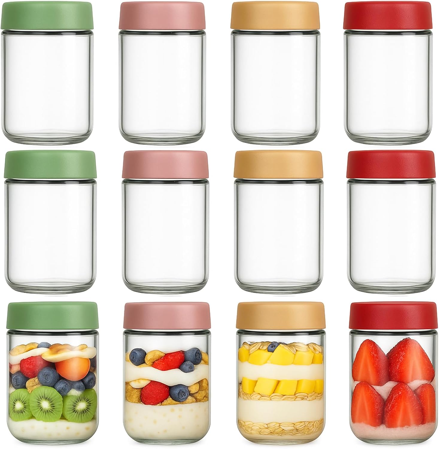 12 Pack Overnight Oats Contain - огляд і ціна Food Storage With Glass Lids