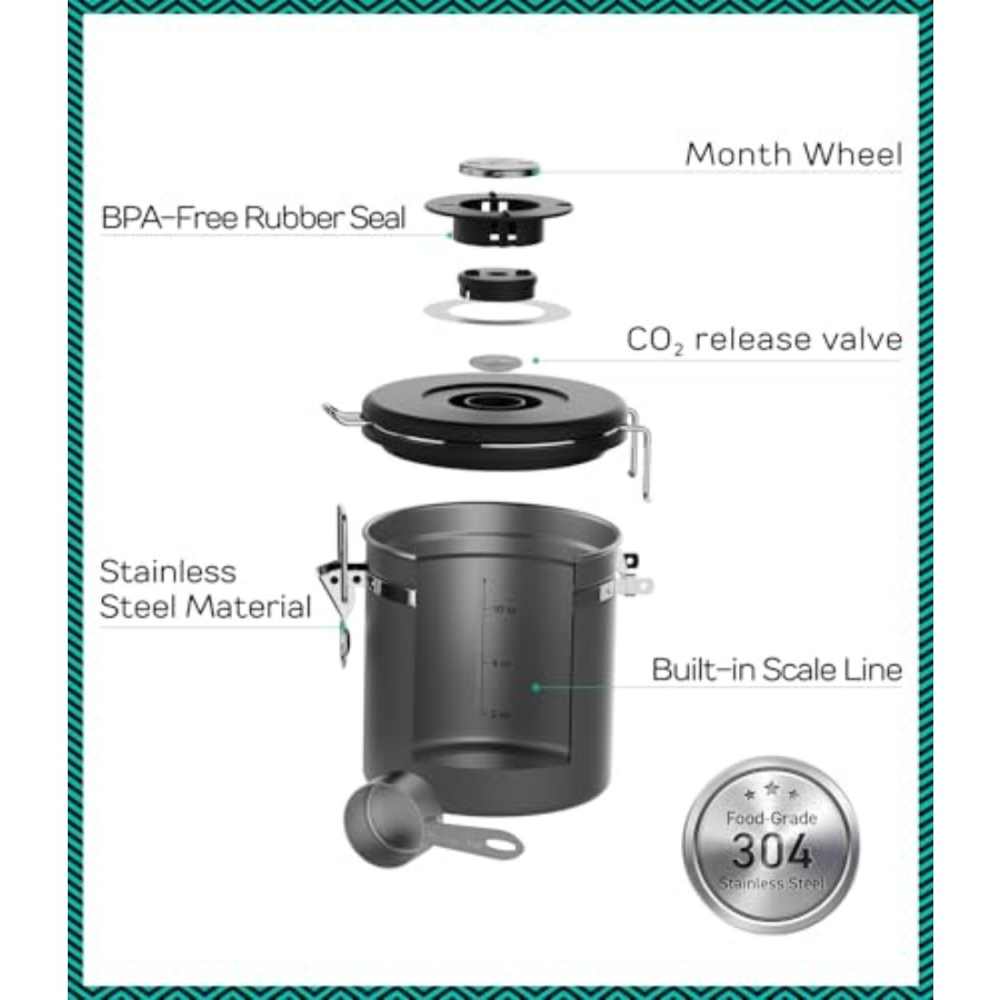 Coffee Canister, Airtight Stai - огляд і ціна Food Storage Stainless Steel