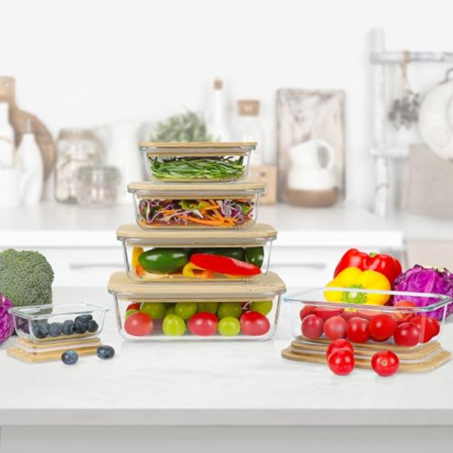 Glass Containers with Bamboo L - огляд і ціна Food Storage Pantry