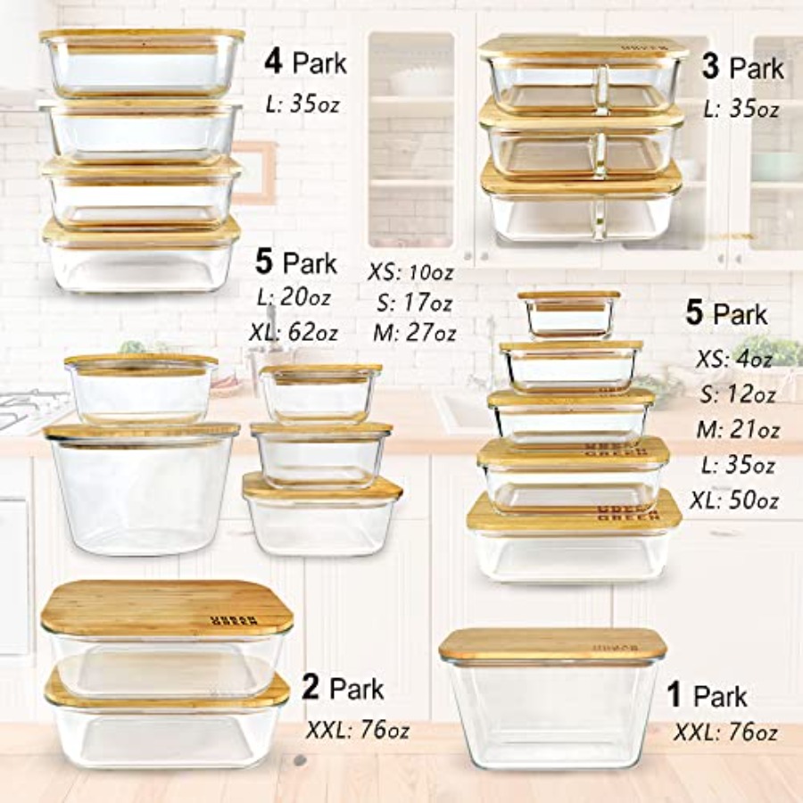 Glass Containers with Bamboo L - огляд і ціна Food Storage Pantry