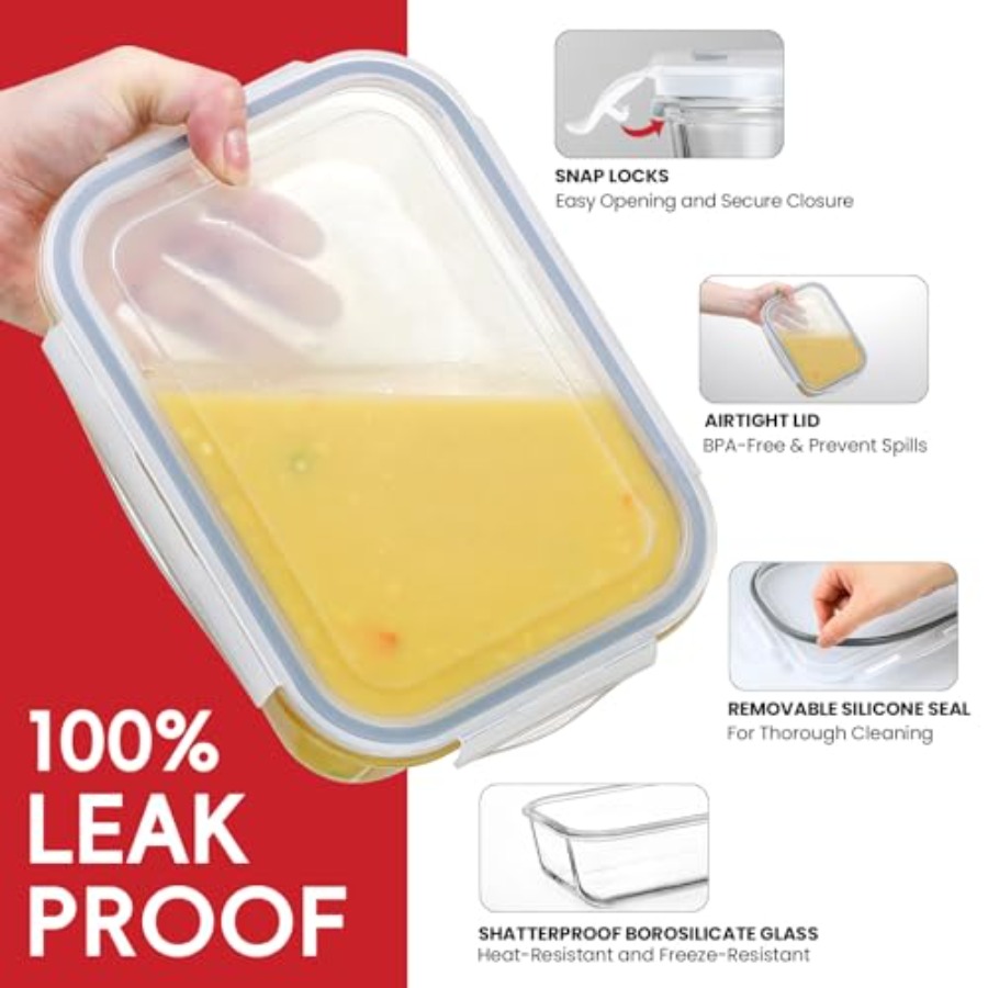4 Pack 8 Cups/ 63oz Large Glas - огляд і ціна Food Storage With Glass Lids