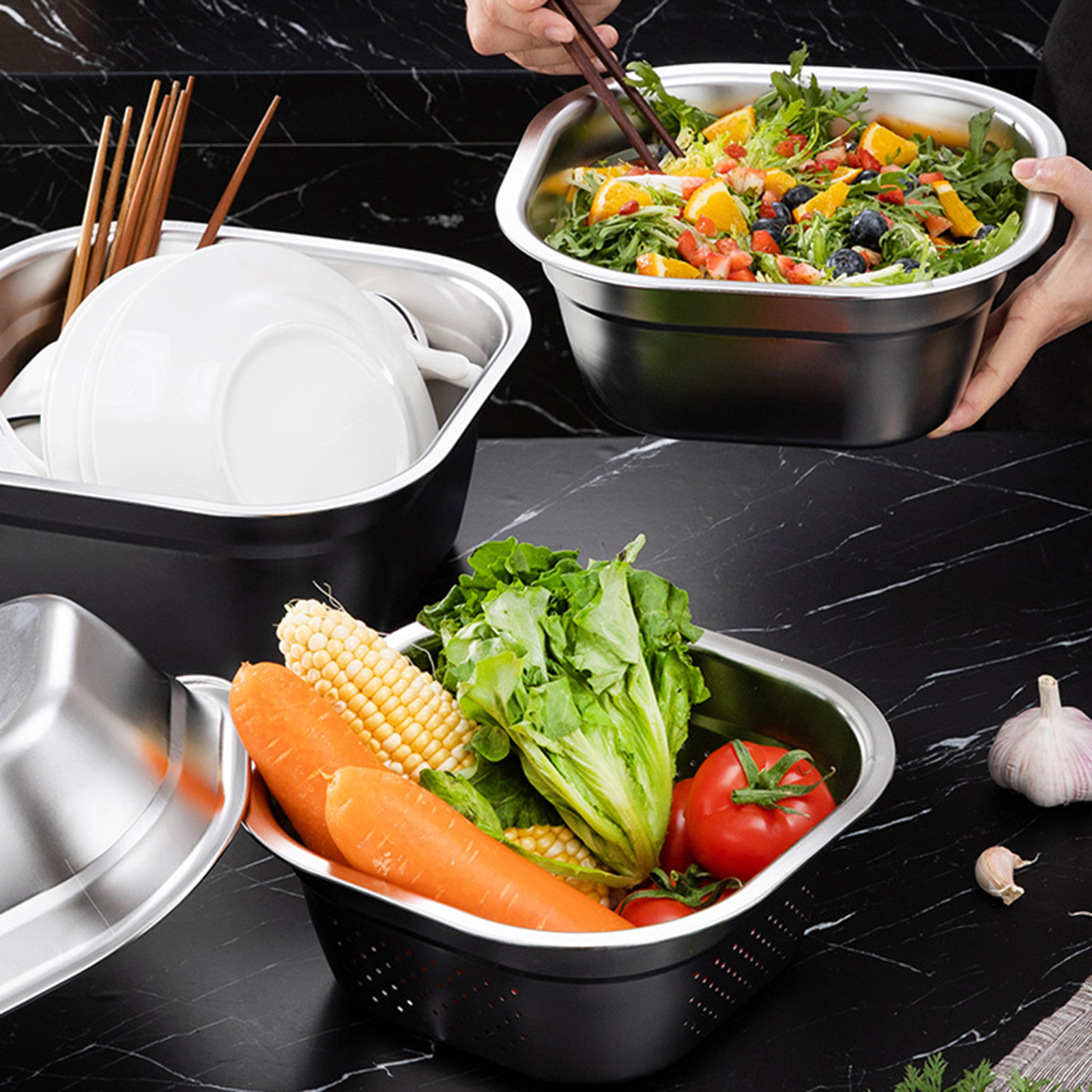 Stainless Steel Square Basin V - огляд і ціна Food Storage Stainless Steel