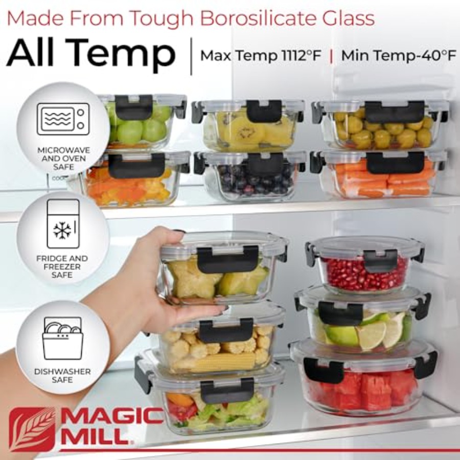 Premium Borosilicate Glass Foo - огляд і ціна Food Storage Aluminum Containers