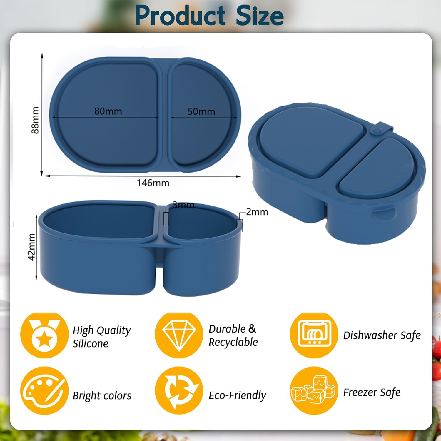 Silicone lunch box microwave h - огляд і ціна Food Storage With Compartments