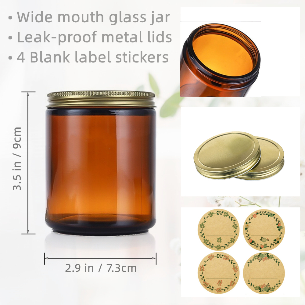 Empty Candle Jars, 8oz Amber G - огляд і ціна Food Storage Jar Labels