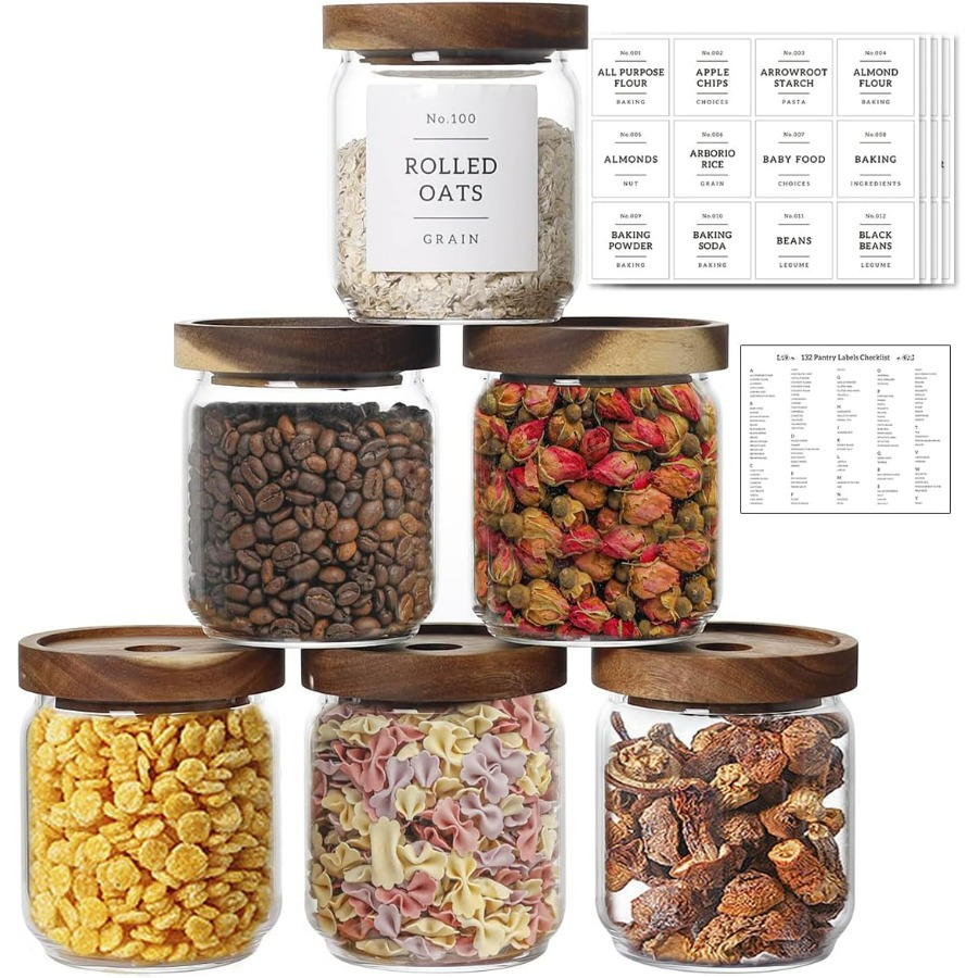 16 OZ Stackable Glass Food Sto - огляд і ціна Food Storage Jar Labels