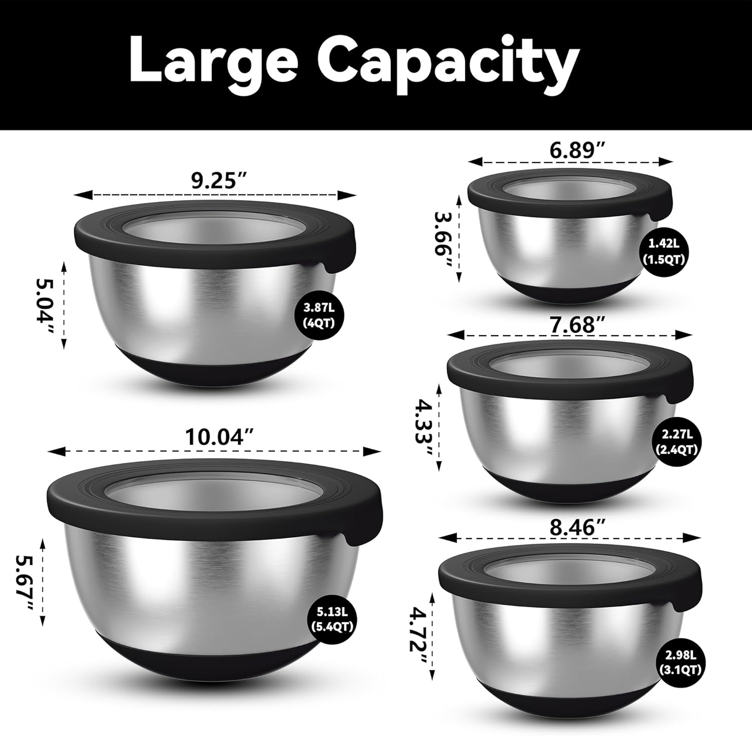 Stainless Steel Mixing Bowls w - огляд і ціна Food Storage Stainless Steel