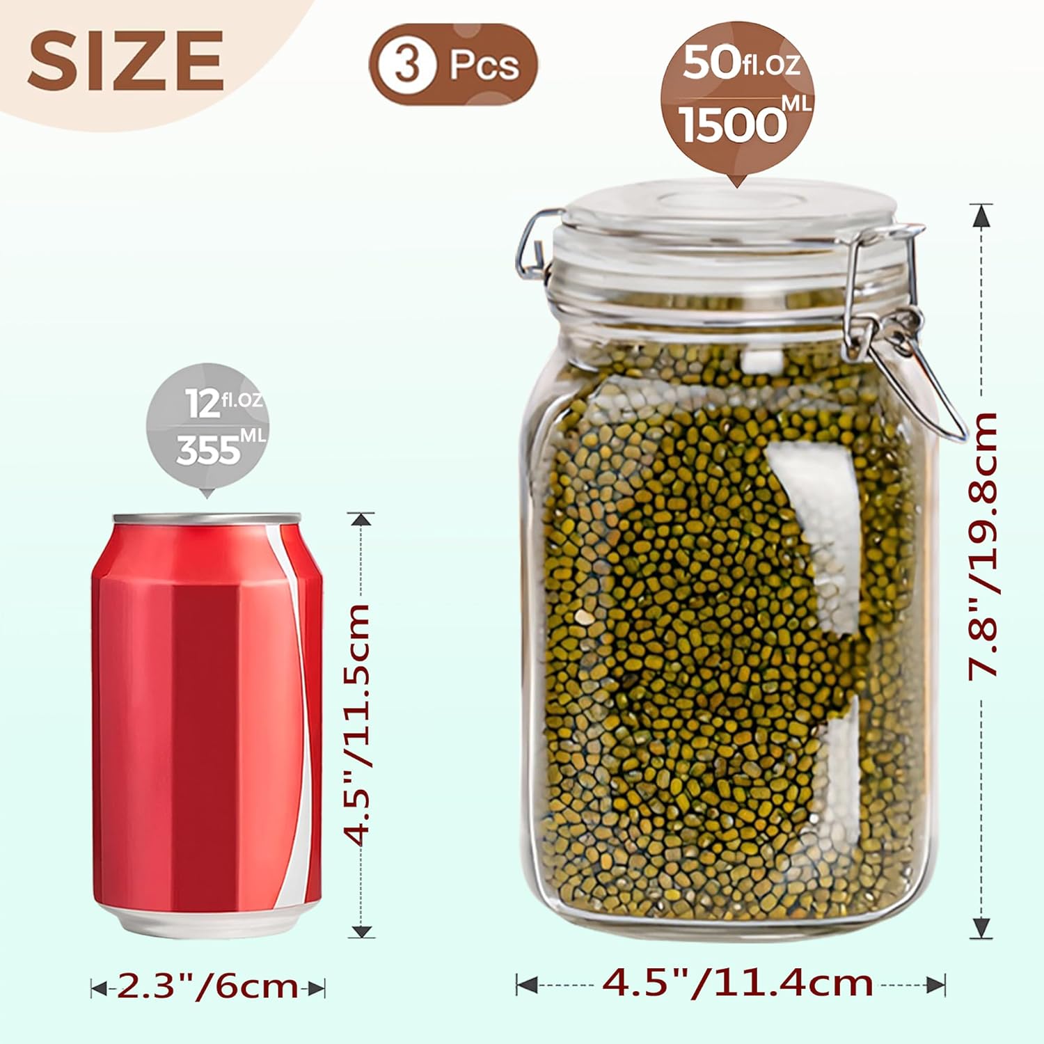 Clear Food Storage Jars 50oz S - огляд і ціна Set Food Storage