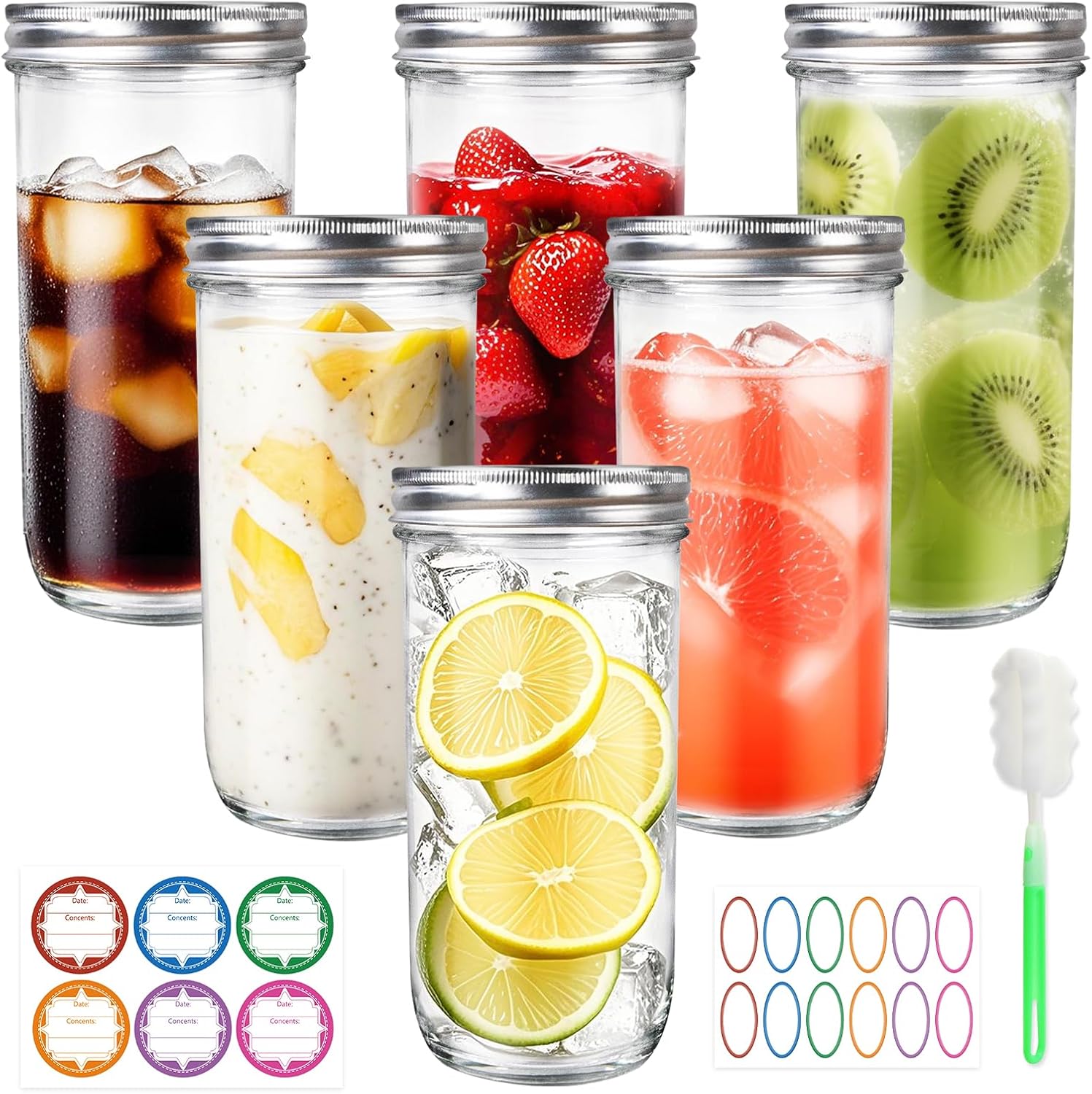 Jars Wide Mouth 6 Pack, 24oz G - огляд і ціна Food Storage Jar Labels