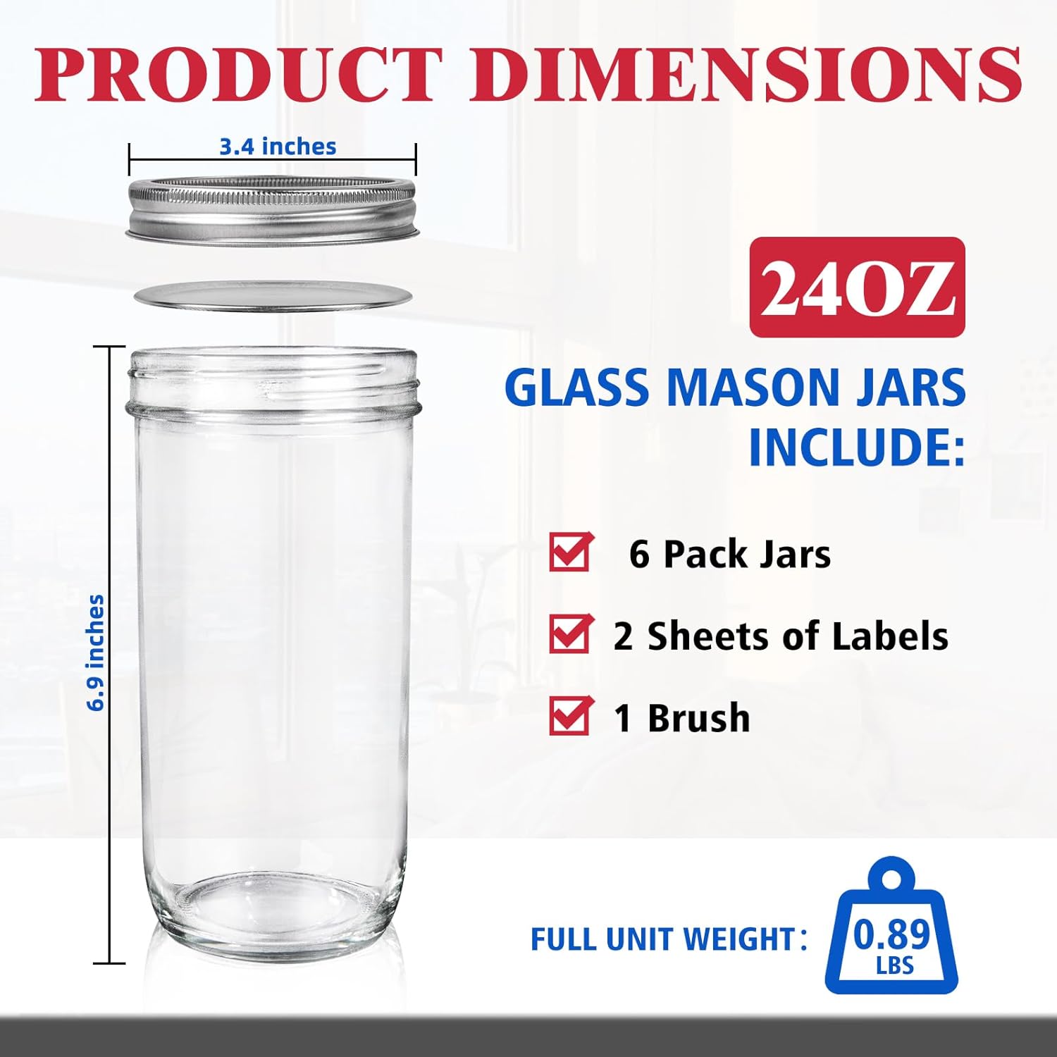 Jars Wide Mouth 6 Pack, 24oz G - огляд і ціна Food Storage Jar Labels
