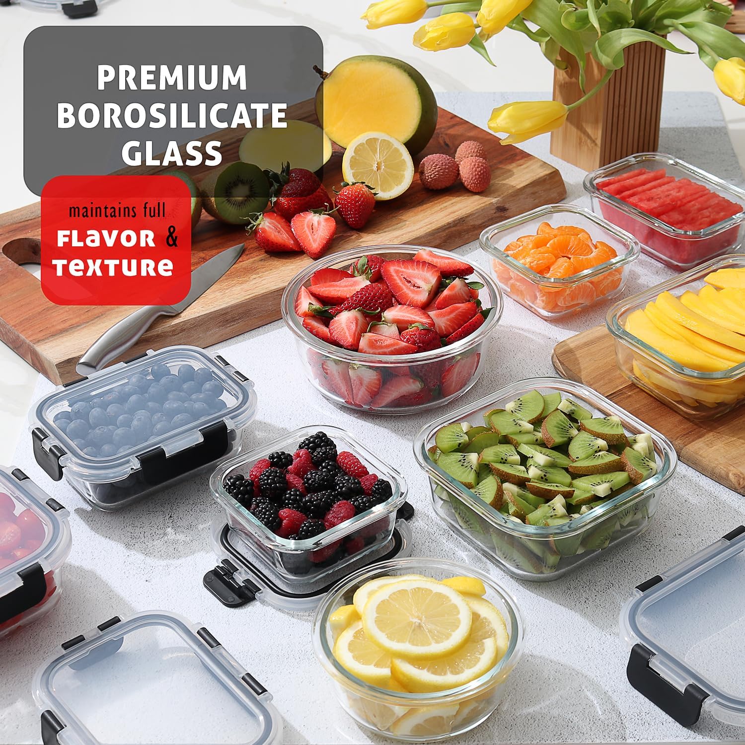 48-Piece Glass Food Storage Co - огляд і ціна Food Storage Oven Safe