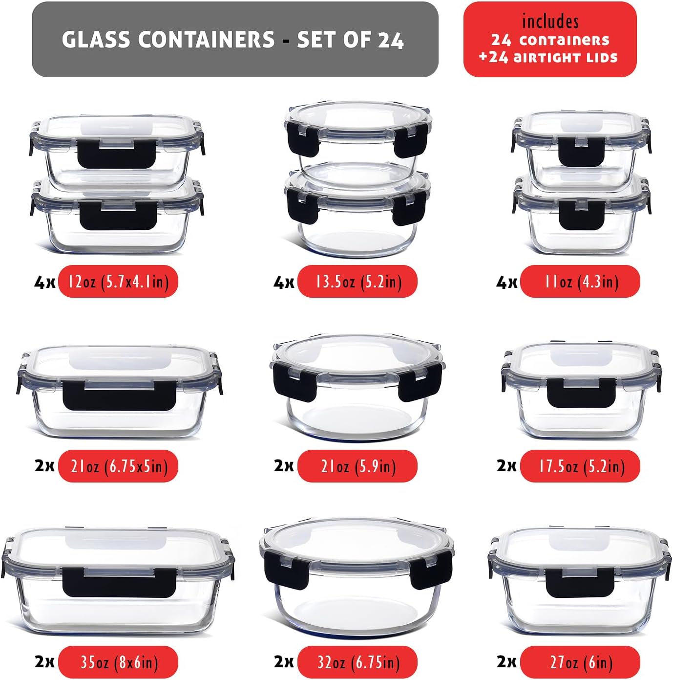 48-Piece Glass Food Storage Co - огляд і ціна Food Storage Oven Safe