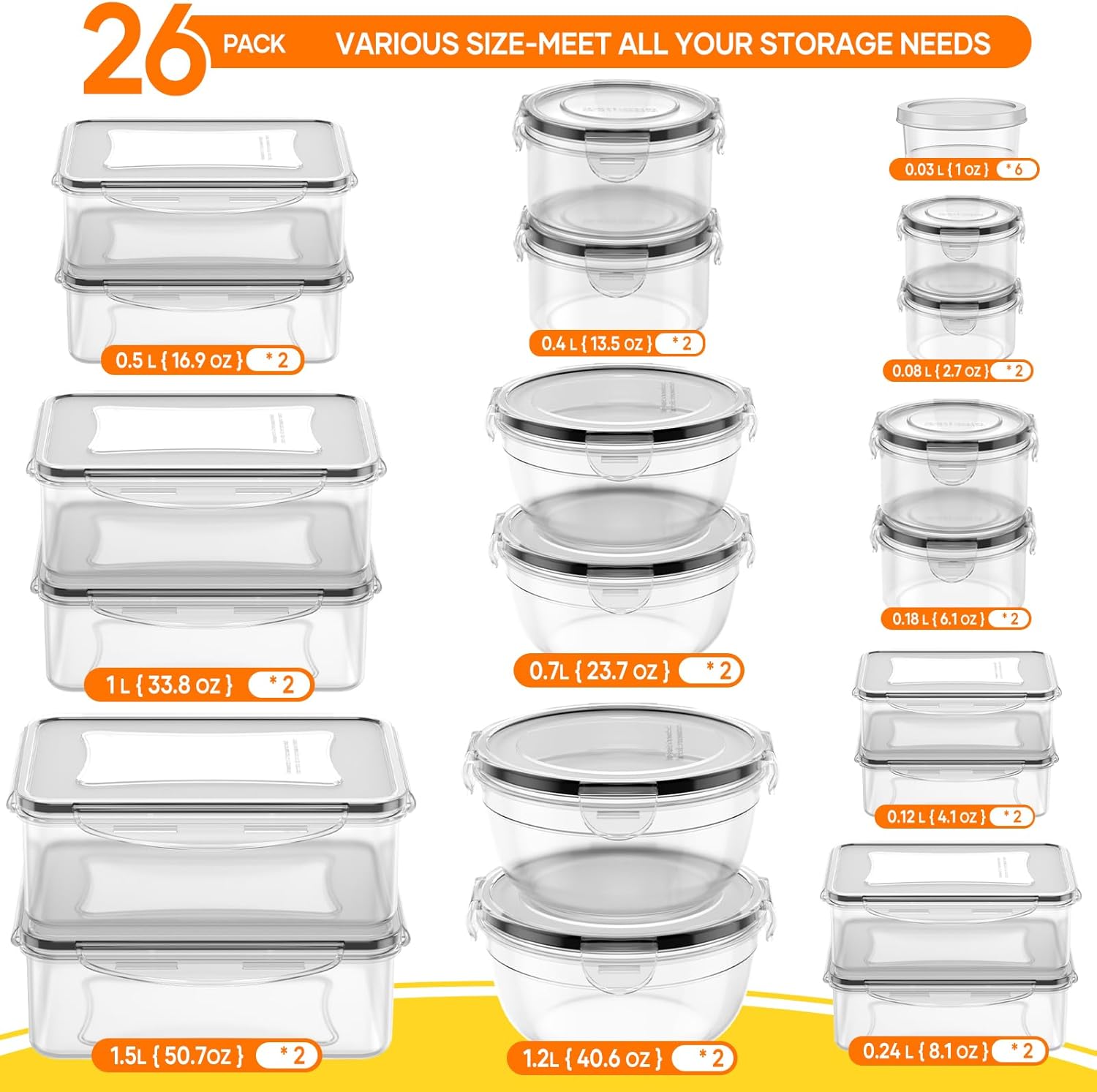 52 PCS Food Storage Containers - огляд і ціна Food Storage Airtight
