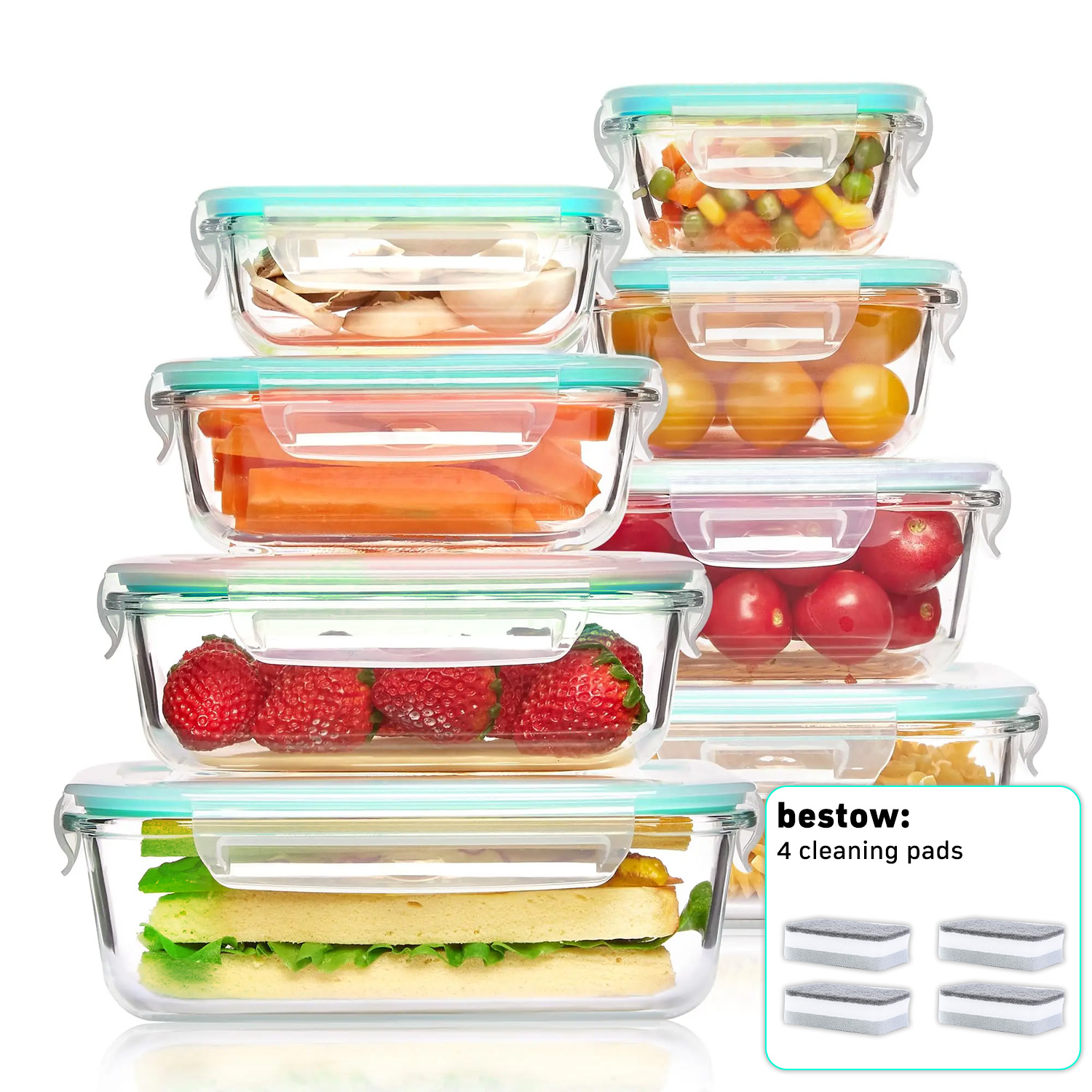 8-Pack Airtight Glass Food Sto - огляд і ціна Food Storage Freezer Containers