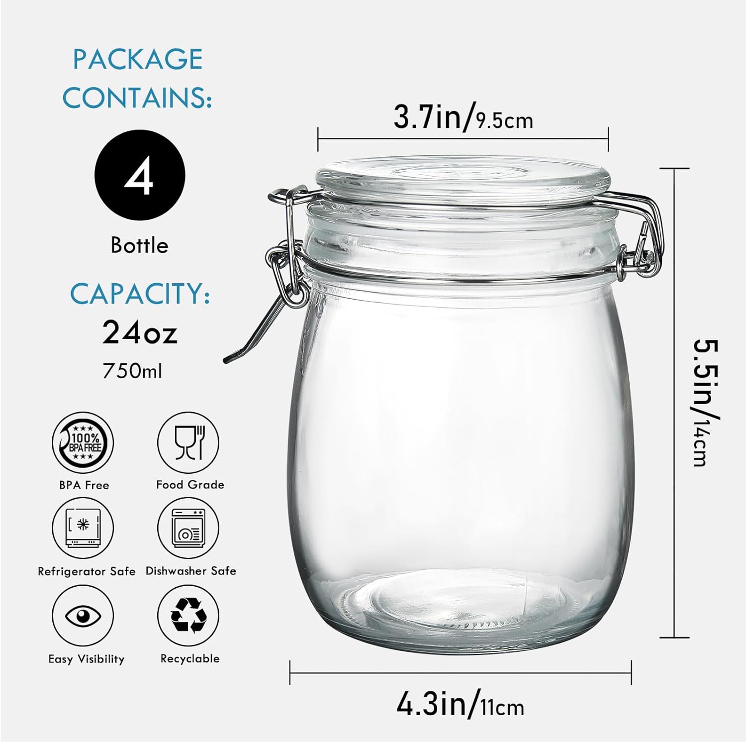 24oz Food Storage Canister Gla - огляд і ціна Food Storage With Glass Lids