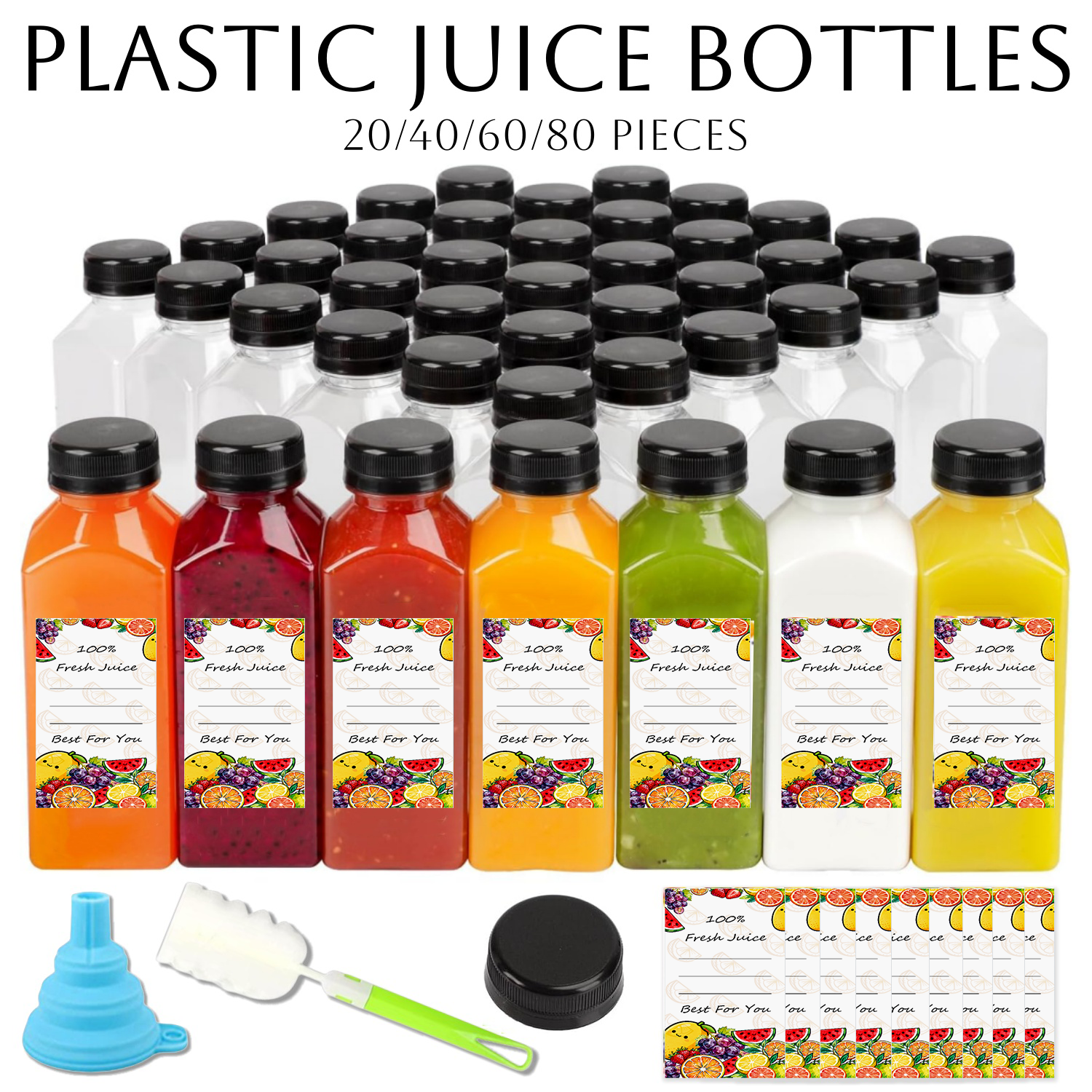 20-80pcs Plastic Juice Bottles - огляд і ціна Food Storage Jar Labels